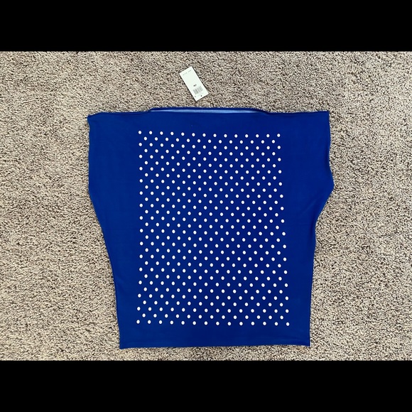 Lauren Ralph Lauren Polka Dot Logo Jersey Top Sapphire Star White Petite Medium - Picture 3 of 3